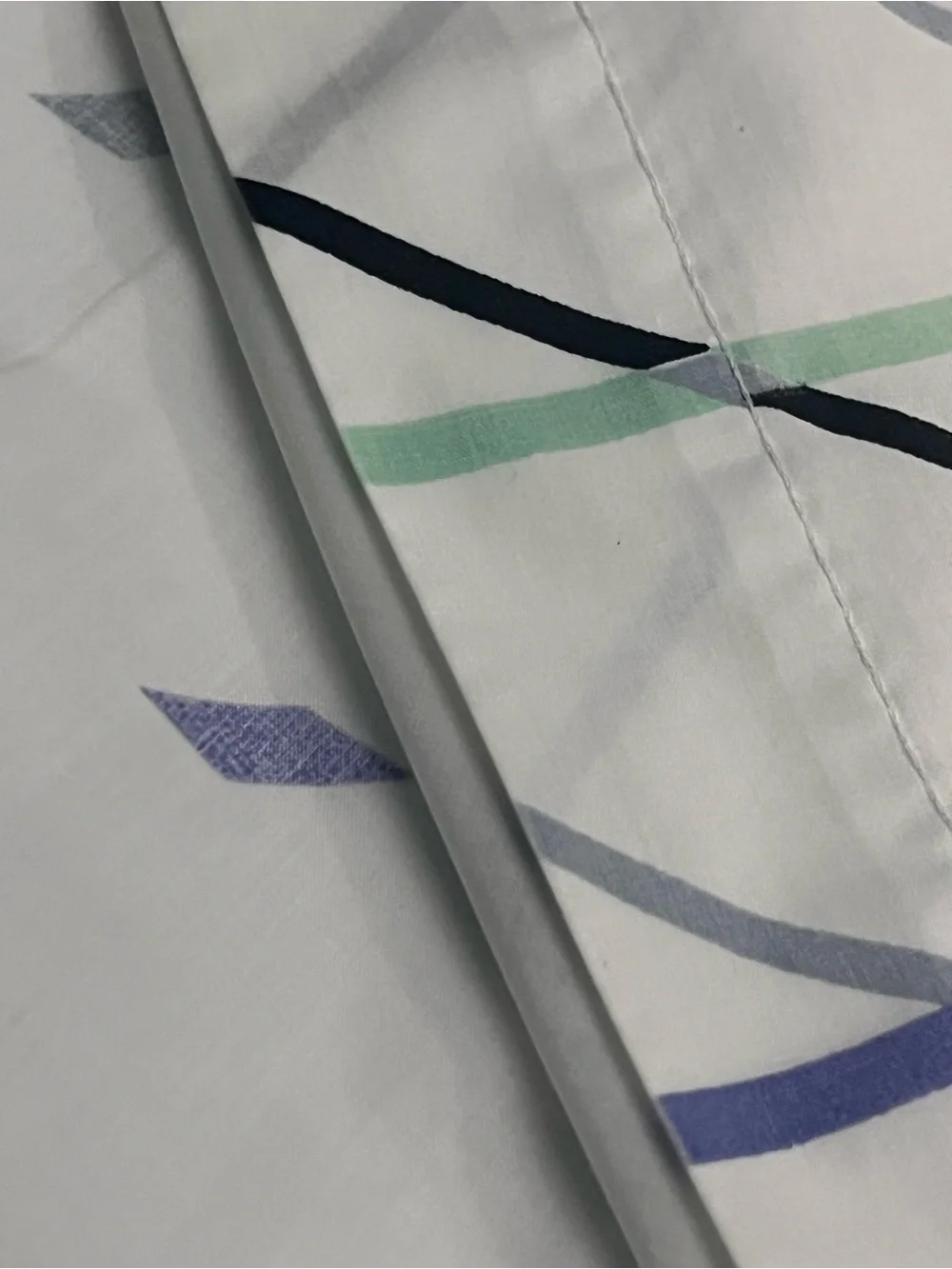 Vintage Canon Percale King size Flat sheet with Pastel Geometric Accents